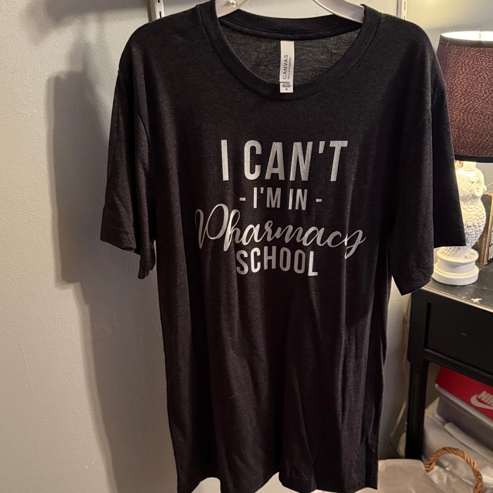 Grey T-Shirt with White Pharmacy School Text